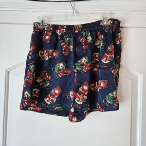 Addiction Christmas Shorts‎ 100% Silk Bear Holiday Pajamas Womens Small